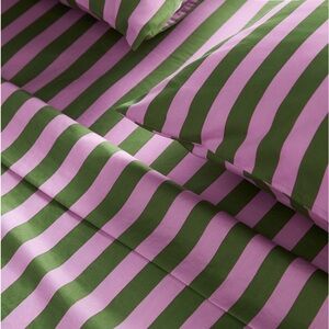 Maeve by Anthropologie Organic Cotton Sateen printed striped sheet set